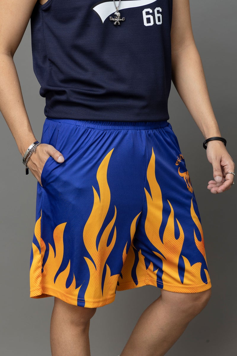 Go Devil Flame Printed Blue Shorts For Men - Image 3
